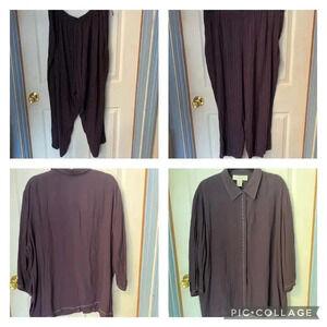 Vintage Norton Studio Women Outfit Set Button Down Shirt Pants Plus Size 2X